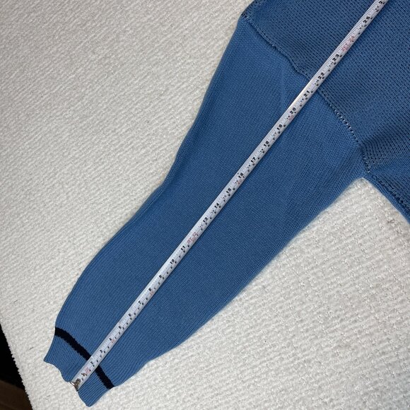 VINTAGE 725 Originals Sweater Blue AOP Y2K Hip Hop Baggy Knit Graphic Size M - Picture 12 of 16